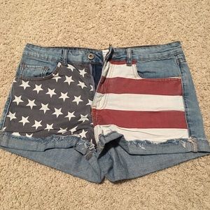 Forever21 American Flag Jean Shorts